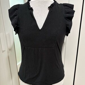 Nation LTD Black Ruffled Sleeve Blouse